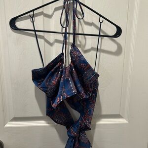 LILYFUL- HALTER TOP, tie back satin crop top NEW!